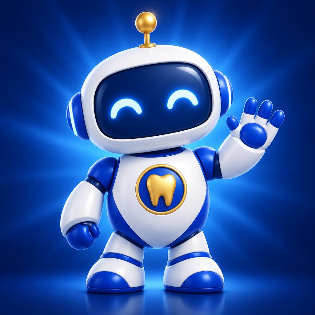 DentalAIHub robot mascot waving